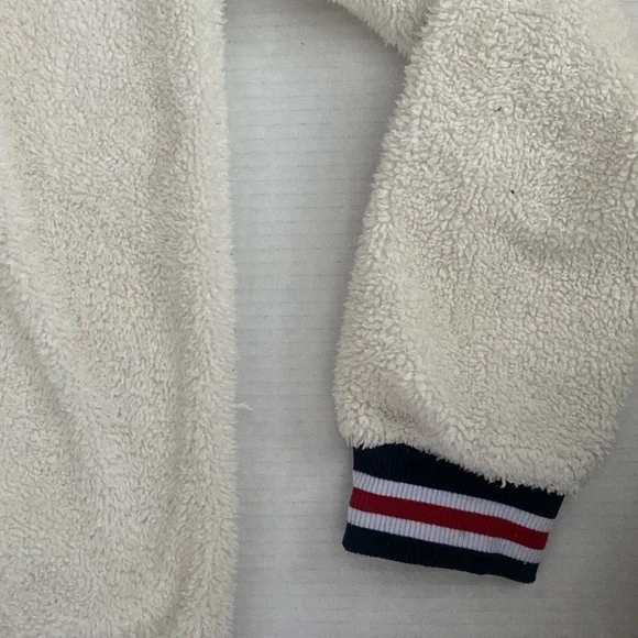 FILA Long sleeved Cream & Navy Fleece Teddy Bear Hoodie Girls size 14/16 X-Large - Picture 6 of 13